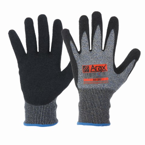 PRO SAFETY GLOVE ARAX LATEX CRINKLE DIP ON 13G LINER SIZE 10